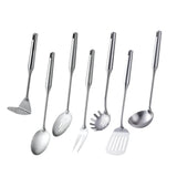 1/7/10Pcs Kitchen Utensils Cooking tools Stainless Steel Shovels Turner Ladle Soup Spoon Colander Filter Silver for Restaurant