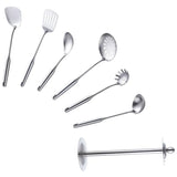 1/7/10Pcs Kitchen Utensils Cooking tools Stainless Steel Shovels Turner Ladle Soup Spoon Colander Filter Silver for Restaurant