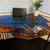 Cornish Walnut and gold black epoxy resin side table Barratt Boards - Cornish chopping boards designed for chefs