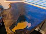 Cornish Walnut and gold black epoxy resin side table Barratt Boards - Cornish chopping boards designed for chefs