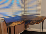 Cornish Walnut and gold black epoxy resin side table Barratt Boards - Cornish chopping boards designed for chefs