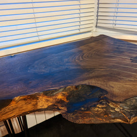 Cornish Walnut and gold black epoxy resin side table Barratt Boards - Cornish chopping boards designed for chefs