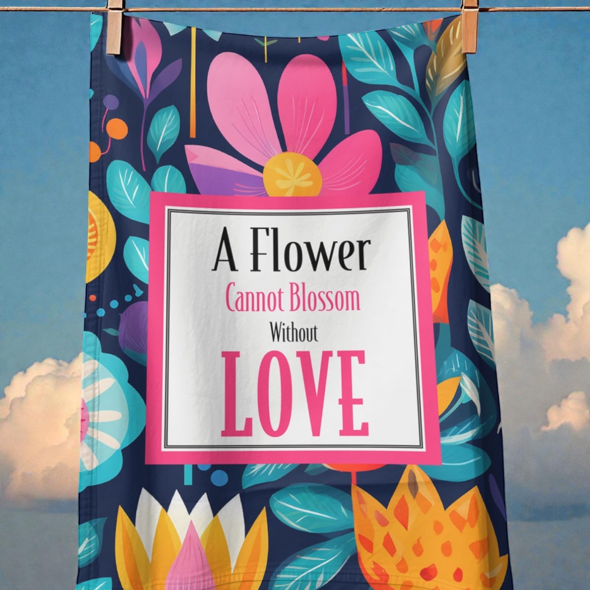 A Flower Cannot Blossom without LOVE Tea Towel
