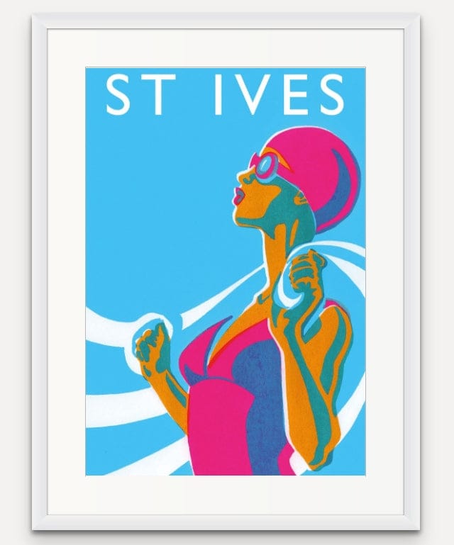 Eliza with towel- Swimmer - Pink - Giclée Screen Print