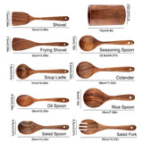 Wooden Kitchenware Cooking Shovels Spoon Colander Kitchen Utensils Set Household Cutlery Rack Teak Natural Wood Cookware Kitchen Essentials