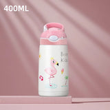 400ML  Kids Water Bottle Cartoon Animal Thermos Mug Baby Duck Billed Straw 316 Stainless Steel Vacuum Flasks Thermos Bottle Kitchen Essentials