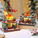Christmas Lighted Music Box Resin Santa Ornament Gift Box Xmas Decorative Gift for Home Kitchen Cafe Window Holiday Party