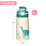 400ML  Kids Water Bottle Cartoon Animal Thermos Mug Baby Duck Billed Straw 316 Stainless Steel Vacuum Flasks Thermos Bottle Kitchen Essentials