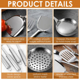 10/12Pcs Stainless Steel Cookware Set Kitchen Cooking Tools Baking Tools Tableware Shovel Spoon Kitchen Utensil Set Accessories Kitchen Essentials