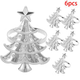 6Pcs Christmas Home Kitchen Dinner Table Decoration Christmas Napkin Rings Xmas Tree Ornaments New Year Party Supplies