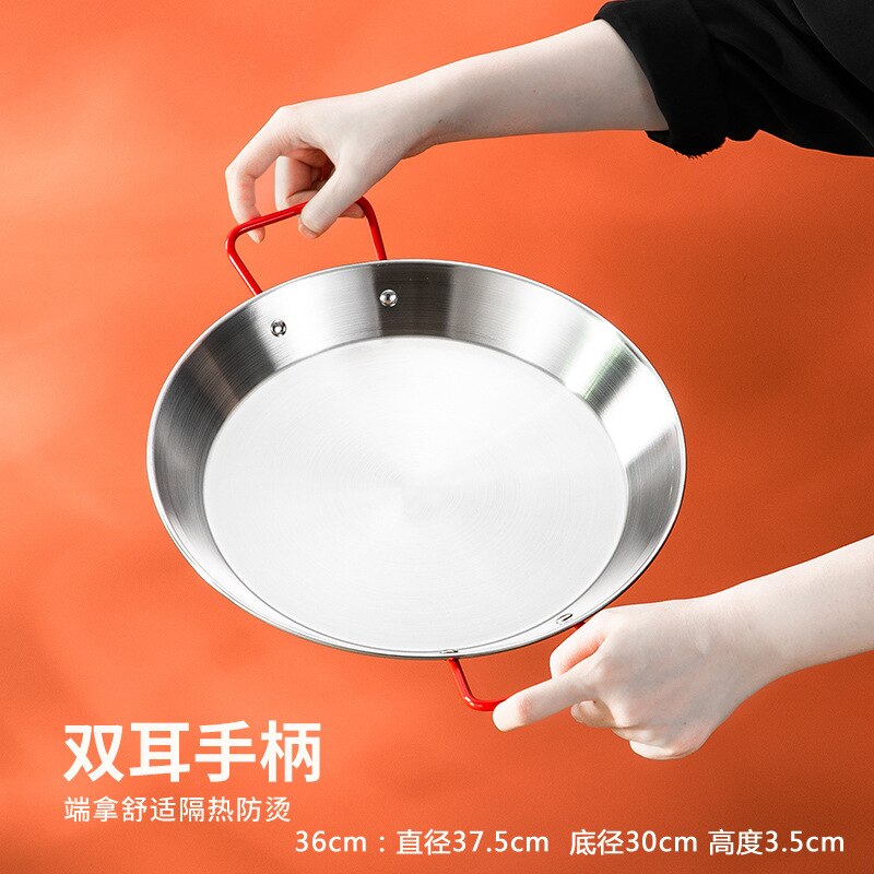 Stainless Steel Paella Pan Frying Pan Uncovered Fried Chicken Plate Crayfish Risotto Spaghetti Bububei Without Lid. eprolo