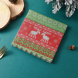 Christmas Paper Napkins Knitted Reindeer Print Disposable Paper Napkins Xmas Dinner Table Decor for Party Home Holiday Supplies