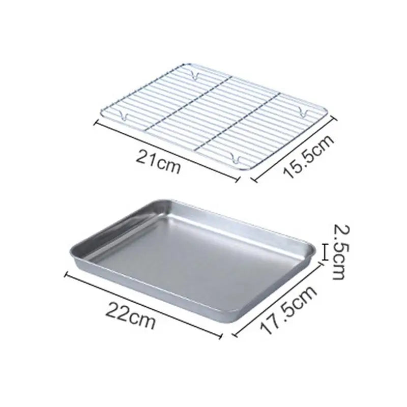 Stainless Steel Baking Tray Cooling Rack Set Grid Drying Distribution Frame Fruit Cake BBQ Tray Kitchen Multipurpose Oven Tray