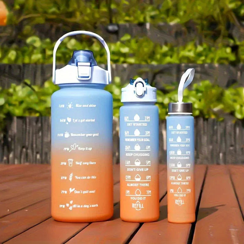 2l/900ml Water Bottle Liter Stay Hydrated Motivated Leakproof Plastic Sport Bottle Reminder Times Sports Outdoor Fitness Office Kitchen Essentials