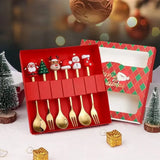 Christmas Cutlery Sets Christmas Spoons Forks Set Soup Dessert Spoon Tea Spoons Utensils Set Creative Cartoon Spoon and Fork