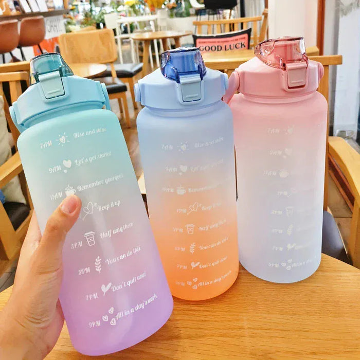 2l/900ml Water Bottle Liter Stay Hydrated Motivated Leakproof Plastic Sport Bottle Reminder Times Sports Outdoor Fitness Office Kitchen Essentials