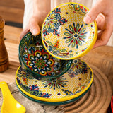 Ceramic Tableware Set Three-Piece Household Rice Bowl Plate Spoon Set Restaurant Hot Pot Barbecue Shop Commercial Kitchen Essentials