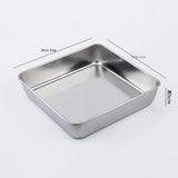 Stainless Steel Deepening Baking Tray Japanese Style Flat Bottom Hotel Tray Square Draining Tray Fresh-Keeping Box with Lid