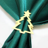 Christmas Tree Napkin Rings Metal Golden Silvery Table Setting Decorations for Dinner Wedding Party Winter Festive Decorations