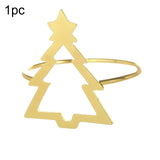 Christmas Tree Napkin Rings Metal Golden Silvery Table Setting Decorations for Dinner Wedding Party Winter Festive Decorations