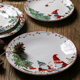 American Ceramic Dinner Plate Creative Christmas Decoration Plate Healthy Underglaze Color Round Flat Dishes Home Dessert Plate