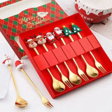 Christmas Cutlery Sets Christmas Spoons Forks Set Soup Dessert Spoon Tea Spoons Utensils Set Creative Cartoon Spoon and Fork