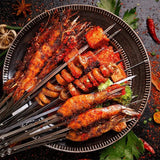 Skewers for Barbecue Reusable Grill Stainless Steel Skewers Shish Kebab BBQ Camping Flat Forks Gadgets Kitchen Accessories Tools Kitchen Essentials
