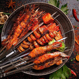 Skewers for Barbecue Reusable Grill Stainless Steel Skewers Shish Kebab BBQ Camping Flat Forks Gadgets Kitchen Accessories Tools eprolo