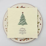 Christmas Tree Napkins, Merry Christmas & Happy New Year Paper Napkins, 2-Ply Xmas Dinner Napkins for Holiday Party Table Decor,