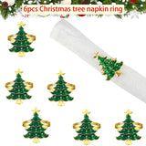 6Pcs Christmas Home Kitchen Dinner Table Decoration Christmas Napkin Rings Xmas Tree Ornaments New Year Party Supplies