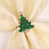 6Pcs Christmas Home Kitchen Dinner Table Decoration Christmas Napkin Rings Xmas Tree Ornaments New Year Party Supplies