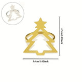 Christmas Tree Napkin Rings Metal Golden Silvery Table Setting Decorations for Dinner Wedding Party Winter Festive Decorations