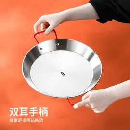 Stainless Steel Paella Pan Frying Pan Uncovered Fried Chicken Plate Crayfish Risotto Spaghetti Bububei Without Lid. eprolo