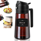 470ml Olive Oil Dispenser, Cooking Sprayer 2-in-1 Spray and Pour, Leak-Proof Eco-Friendly Thick Glass Spray Bottle for Cooking