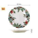 American Ceramic Dinner Plate Creative Christmas Decoration Plate Healthy Underglaze Color Round Flat Dishes Home Dessert Plate
