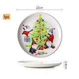 American Ceramic Dinner Plate Creative Christmas Decoration Plate Healthy Underglaze Color Round Flat Dishes Home Dessert Plate