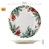 American Ceramic Dinner Plate Creative Christmas Decoration Plate Healthy Underglaze Color Round Flat Dishes Home Dessert Plate