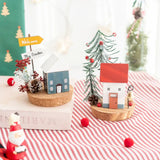 Christmas Collectible Buildings & Accessorie Figurine Ornaments Winter Wooden House Tabletop Scenes Holiday Tabletop Home Decor