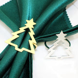 Christmas Tree Napkin Rings Metal Golden Silvery Table Setting Decorations for Dinner Wedding Party Winter Festive Decorations