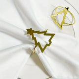 Christmas Tree Napkin Rings Metal Golden Silvery Table Setting Decorations for Dinner Wedding Party Winter Festive Decorations