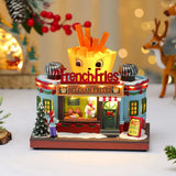 Christmas Lighted Music Box Resin Santa Ornament Gift Box Xmas Decorative Gift for Home Kitchen Cafe Window Holiday Party