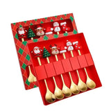 Christmas Cutlery Sets Christmas Spoons Forks Set Soup Dessert Spoon Tea Spoons Utensils Set Creative Cartoon Spoon and Fork