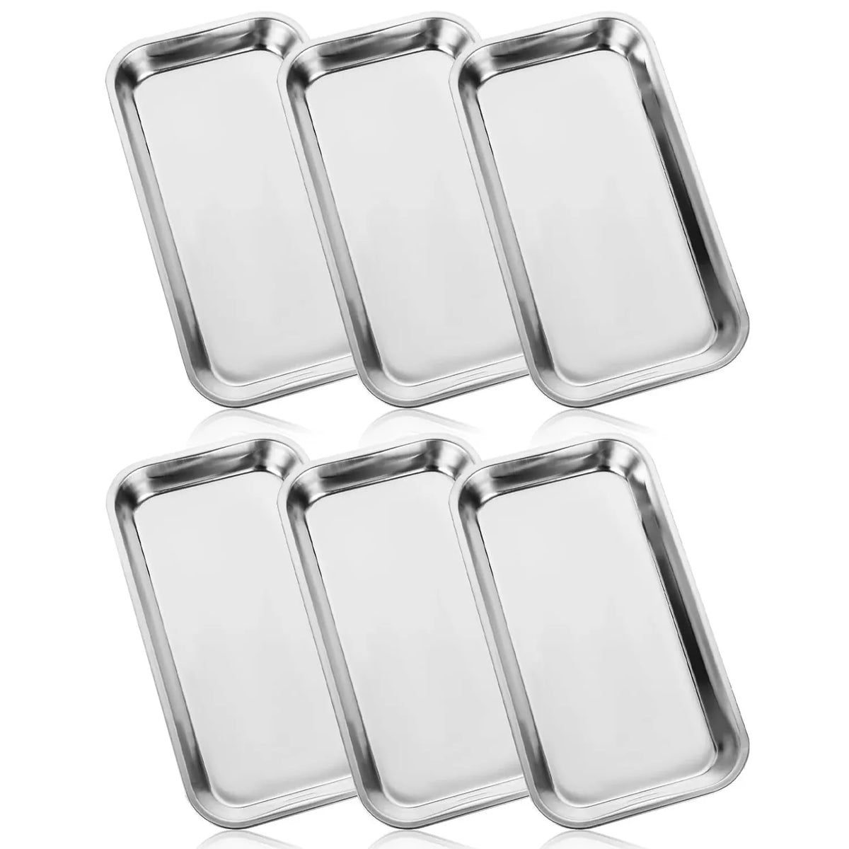 6 Surgical Tray, Stainless Steel Cosmetic Storage Tray, Thickening Tray for Baking, Dental, Lab Instrument Supplies, Tattoo Tool