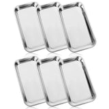 6 Surgical Tray, Stainless Steel Cosmetic Storage Tray, Thickening Tray for Baking, Dental, Lab Instrument Supplies, Tattoo Tool