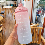 2l/900ml Water Bottle Liter Stay Hydrated Motivated Leakproof Plastic Sport Bottle Reminder Times Sports Outdoor Fitness Office Kitchen Essentials