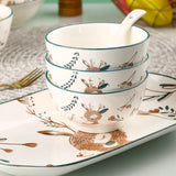 Nordic Aesthetic Dinner Sets Friendly Modern Luxury Bowl Dishes Set Ceramic Christmas Elegant Bajilla Ceramica Dinner Set
