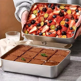 Stainless Steel Rectangular Tiramisu Mold Cake Tray Cake Molding Container With Lid Cake Cooler Home Dessert Baking Tools