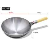 32/34/36cm Iron Wok Chinese Traditional Handmade Large Wok Household Cooking Pot Wooden Handle Wok Kitchen Cookware Kitchen Essentials