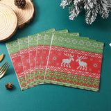 Christmas Paper Napkins Knitted Reindeer Print Disposable Paper Napkins Xmas Dinner Table Decor for Party Home Holiday Supplies