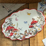 Christmas Ceramic Dinnerware Oval Serving Platter for Desserts Large Soup Bowl for Holiday Meals Festive Tableware Collection